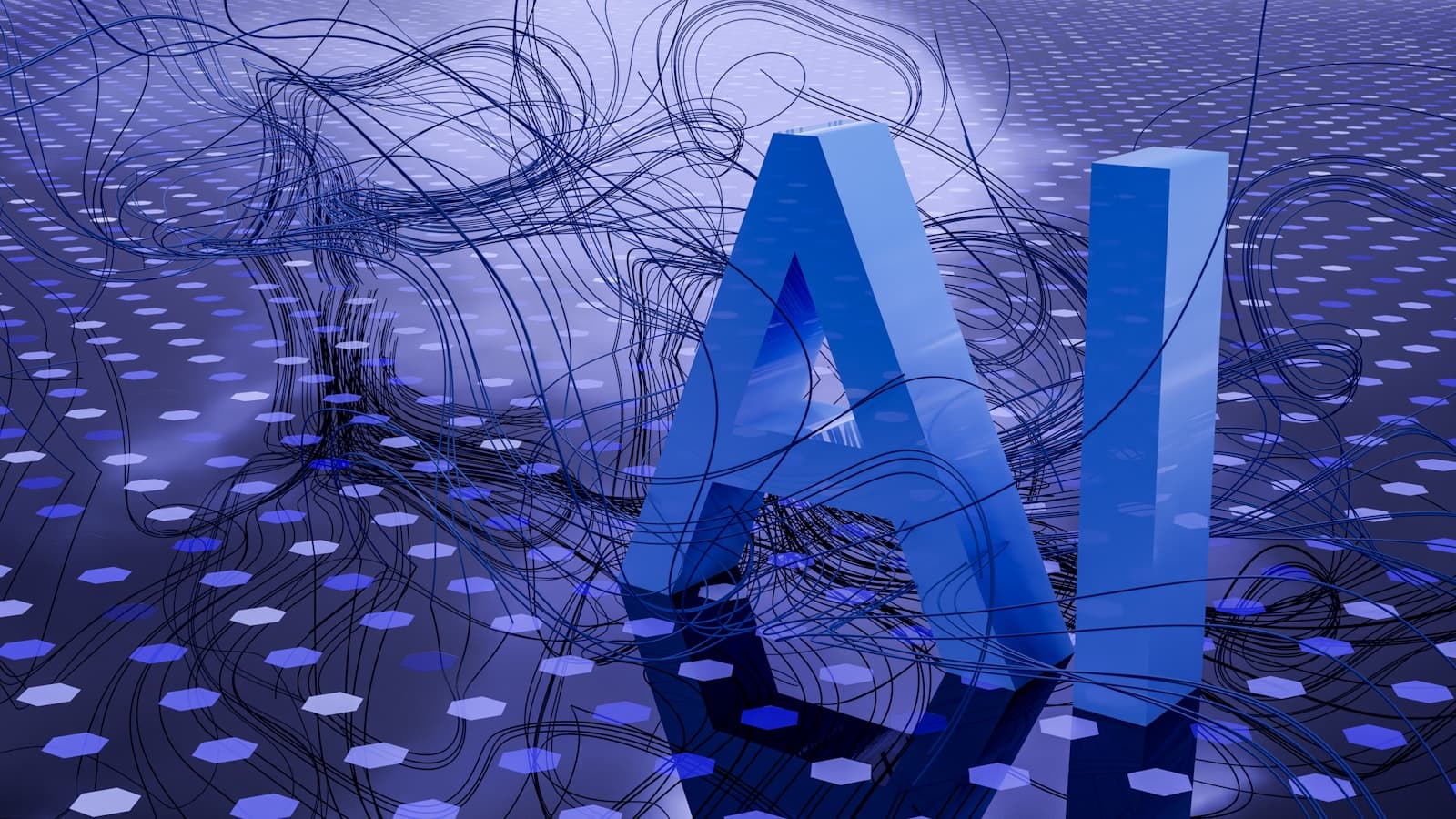 Glowing AI chat interface on a dark display